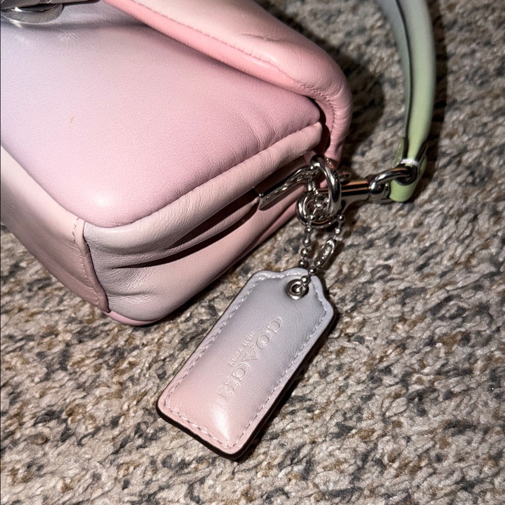Coach Pastel Gradient Leather Shoulder Bag in Mint, Pink and Pale Blue - Picture 9 of 14